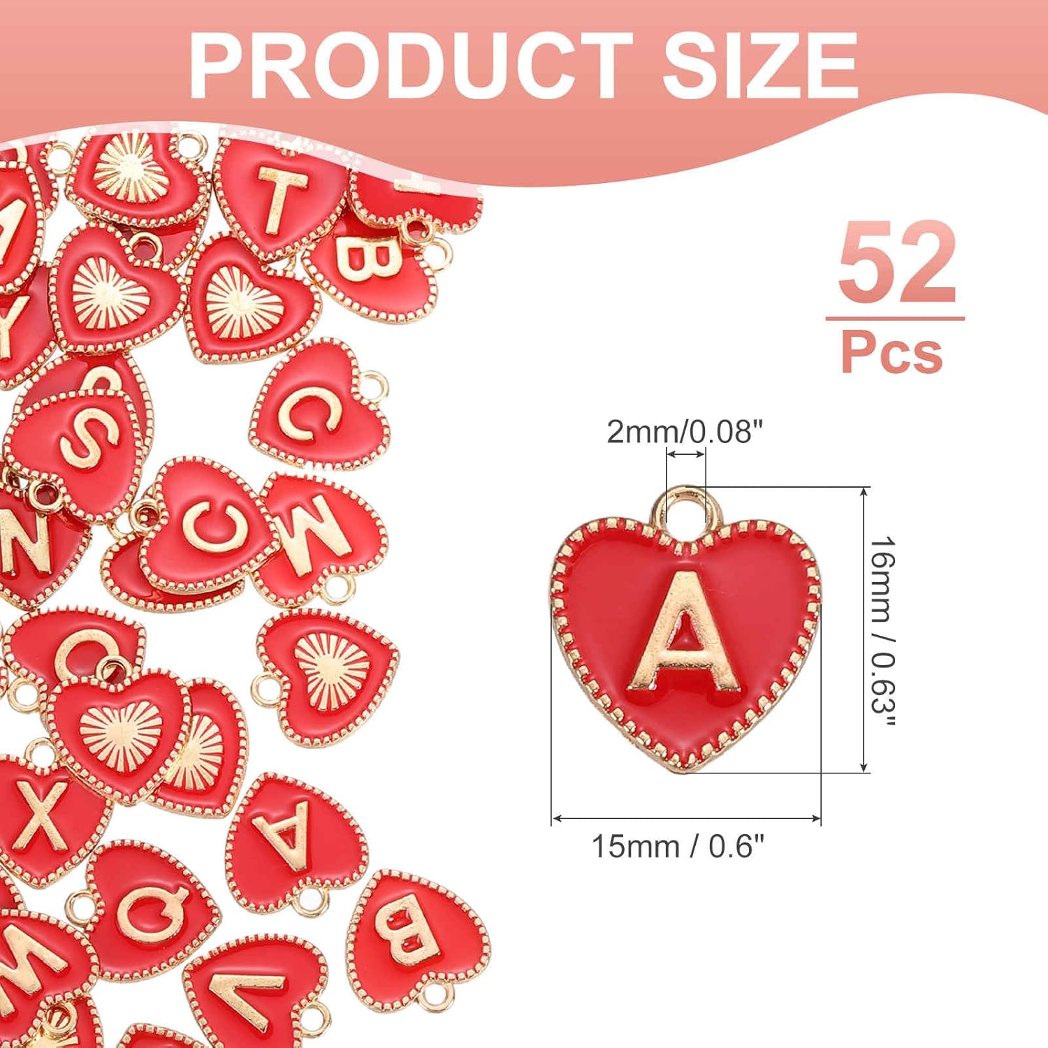 MECCANIXITY Letter Initial Charm Double Sided Alphabet Pendants A-Z Heart Letter Charm for Jewelry Making Necklaces Bracelets Earrings DIY Jewelry Accessories - Image 2