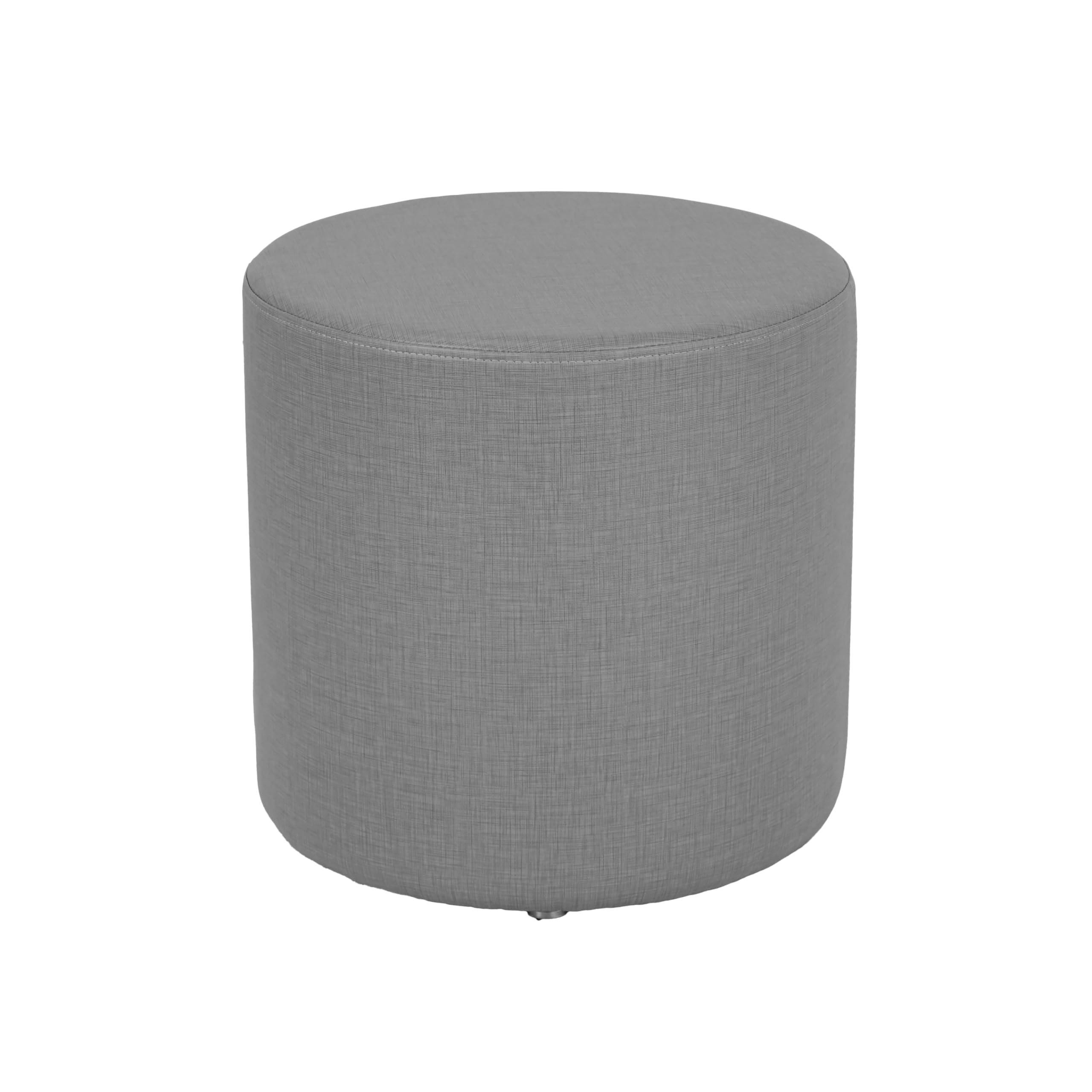 FDP Pro Series 18" Round Accent Ottoman (18" Height); Hand Upholstered Commercial Furniture for Hotel Lobby, Office, Restaurant and More; Seating, Footstool, Table Use - Slate Gray Crosshatch
