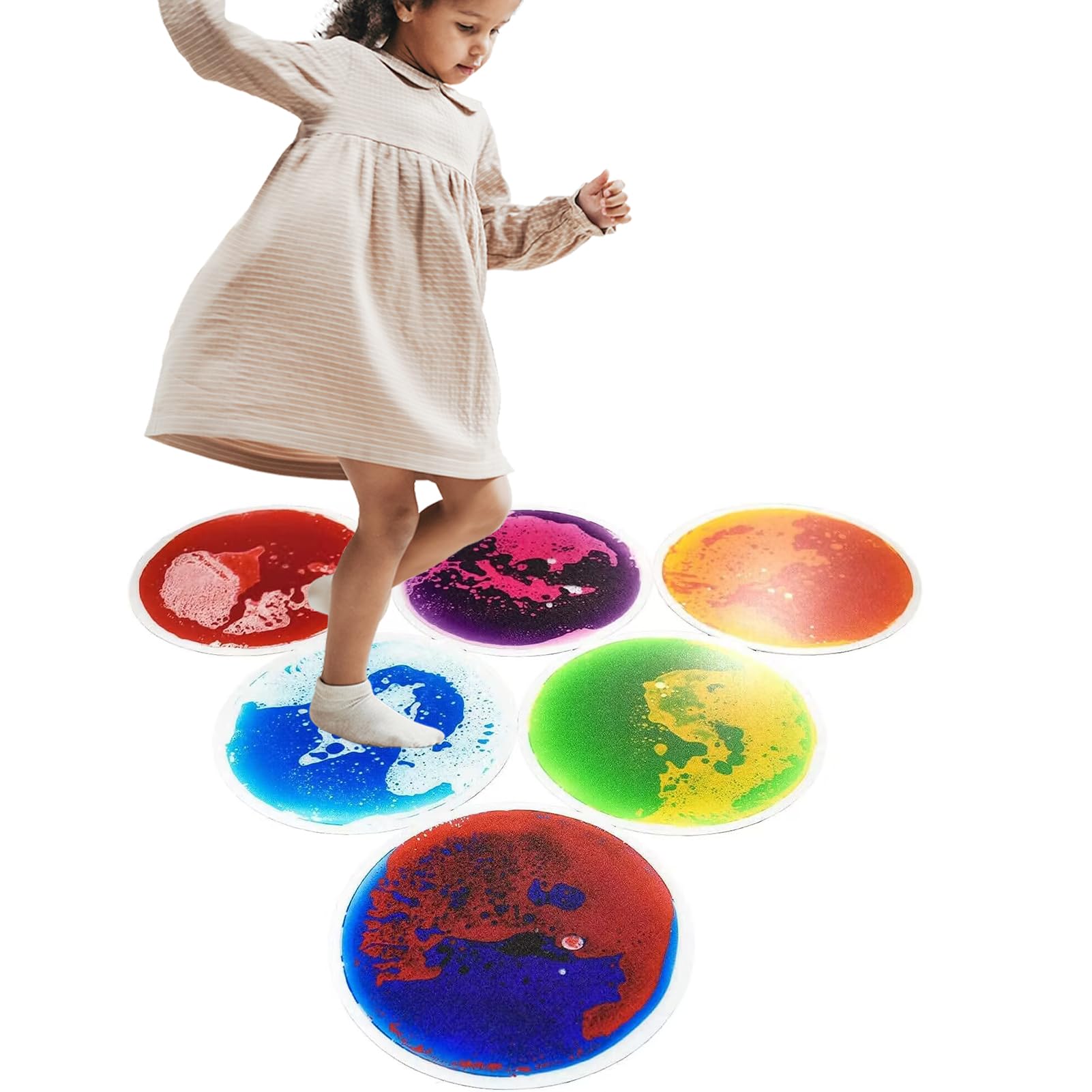 Art3d Liquid Sensory Floor Decorative Tiles,19.7"x19.7" Pie, Colorful, 6 Tiles