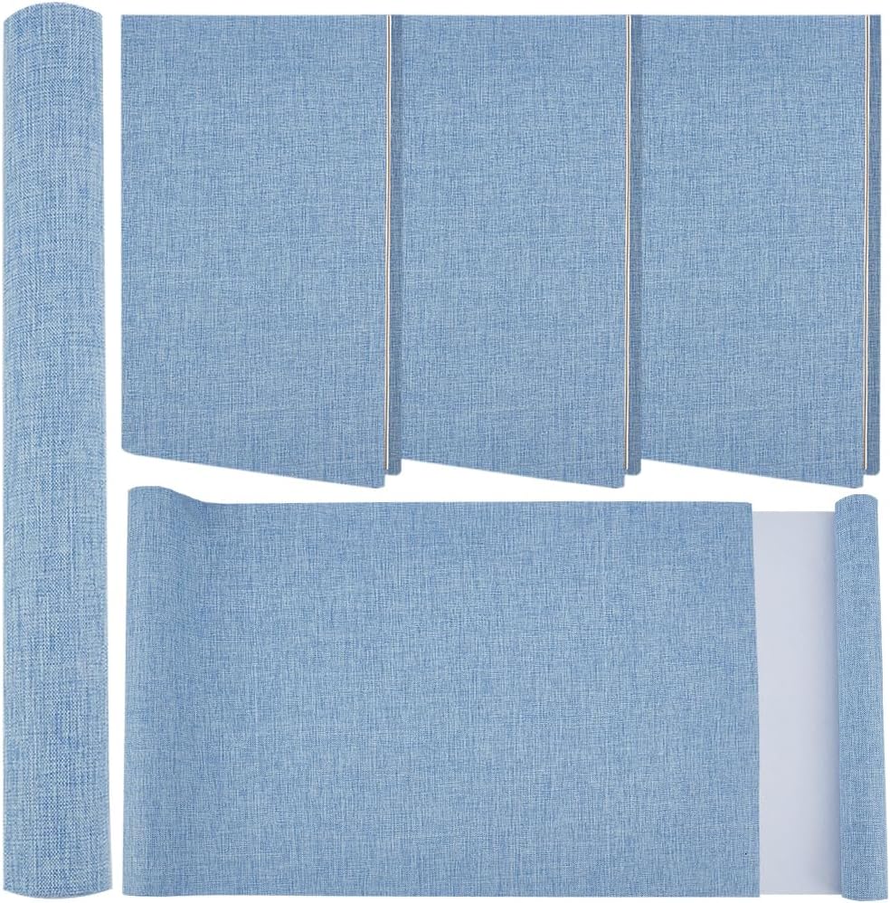 craspire 51 x 11.8 Inch Light Blue Book Fabric Book Binding Fabric with Paper Backing Woven Cover Made of Polyester Linen for Books Albums Scrapbooking Archiving DIY Cover Bookbinding Protection