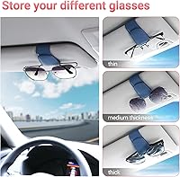 Vista 3 de KanSmart Soporte para lentes de sol para visera de automóvil, clip magnético de cuero, soporte para lentes, camión, accesorios interiores de Azul