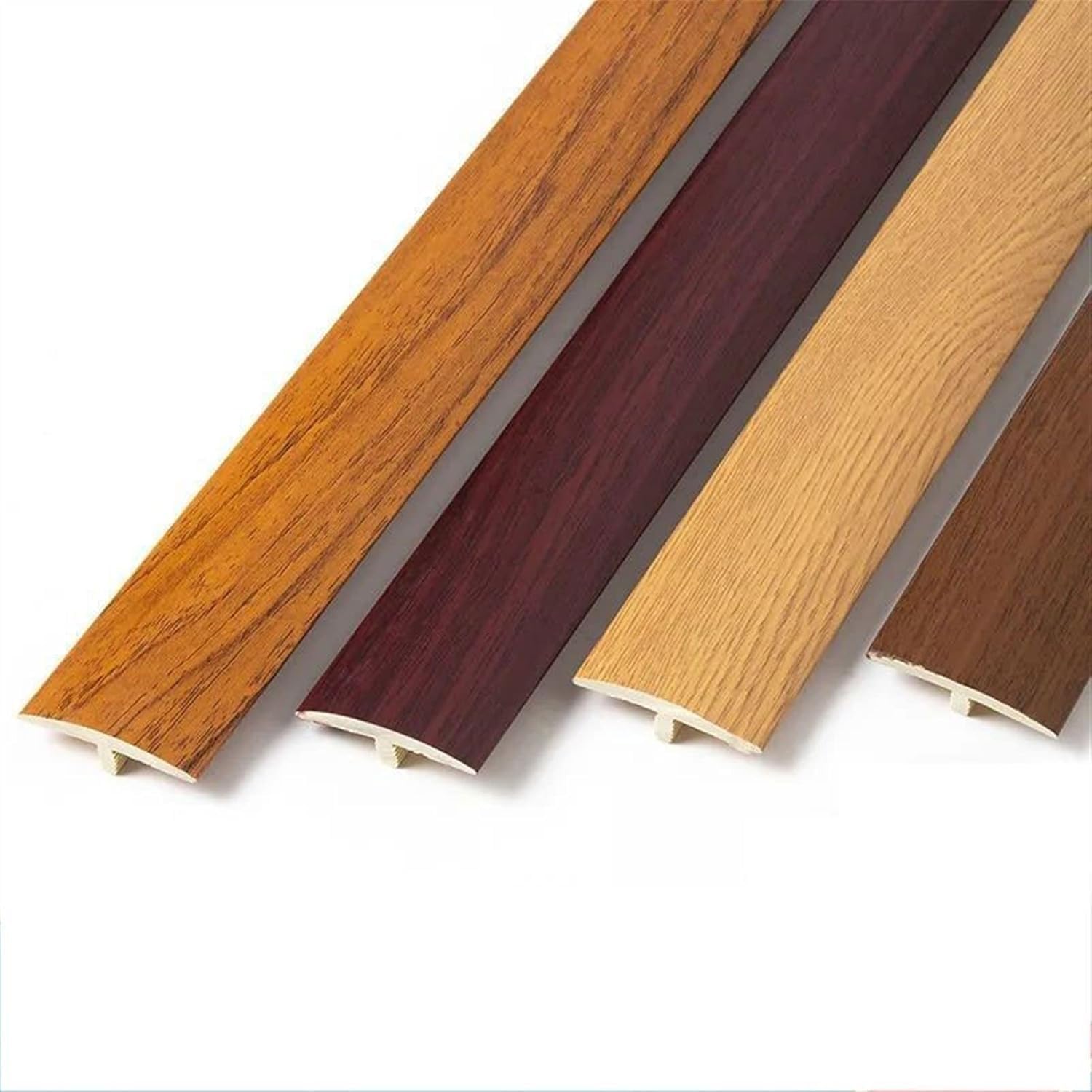 Perfil de transición PVC en Forma T, 90 cm, Autoadhesivo, para Cubrir Huecos Planos Entre Paneles Madera y baldosas.,Black Walnut,3 Sticks