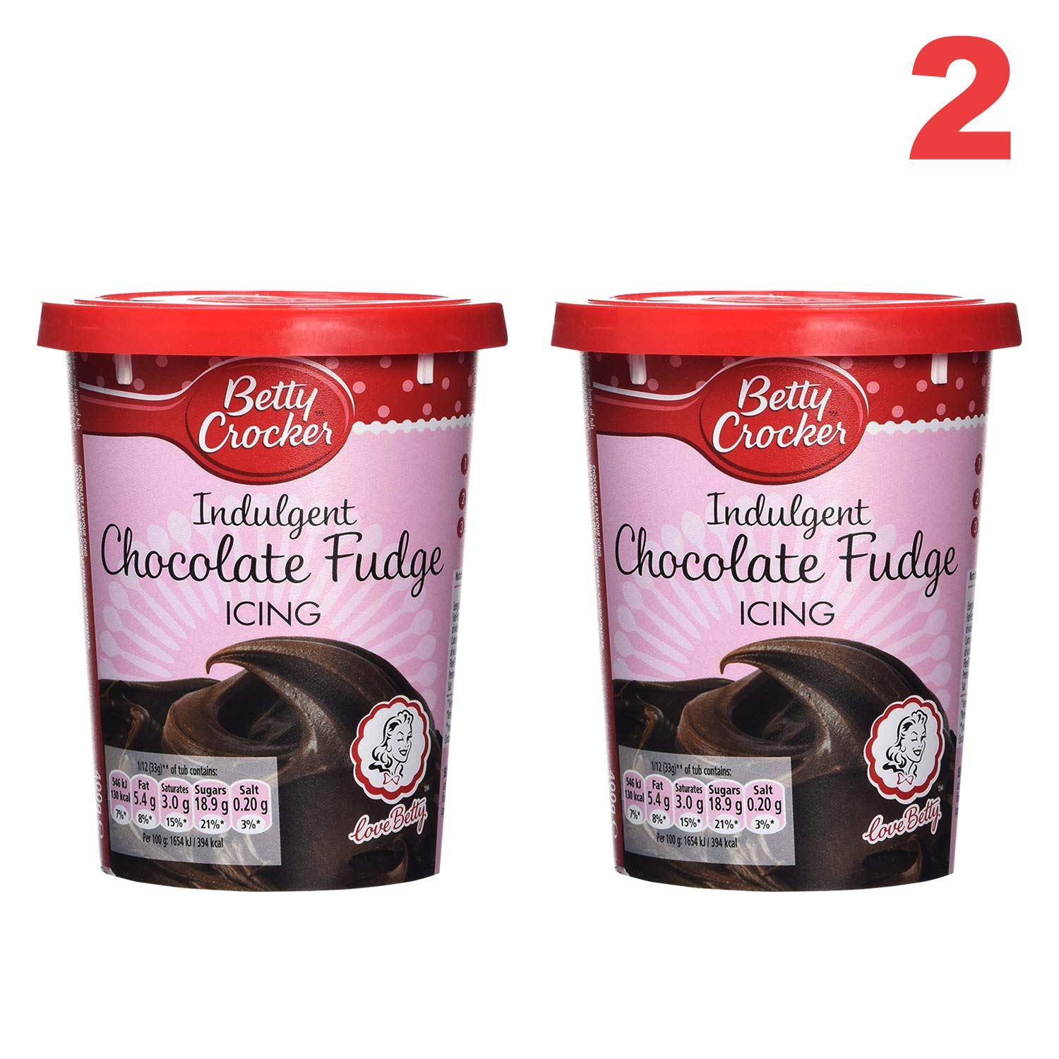 Betty Crocker Indulgent CHOCOLATE FUDGE Icing 2x 400g (800g) - Schokoladen Toffee Kuchenglasur