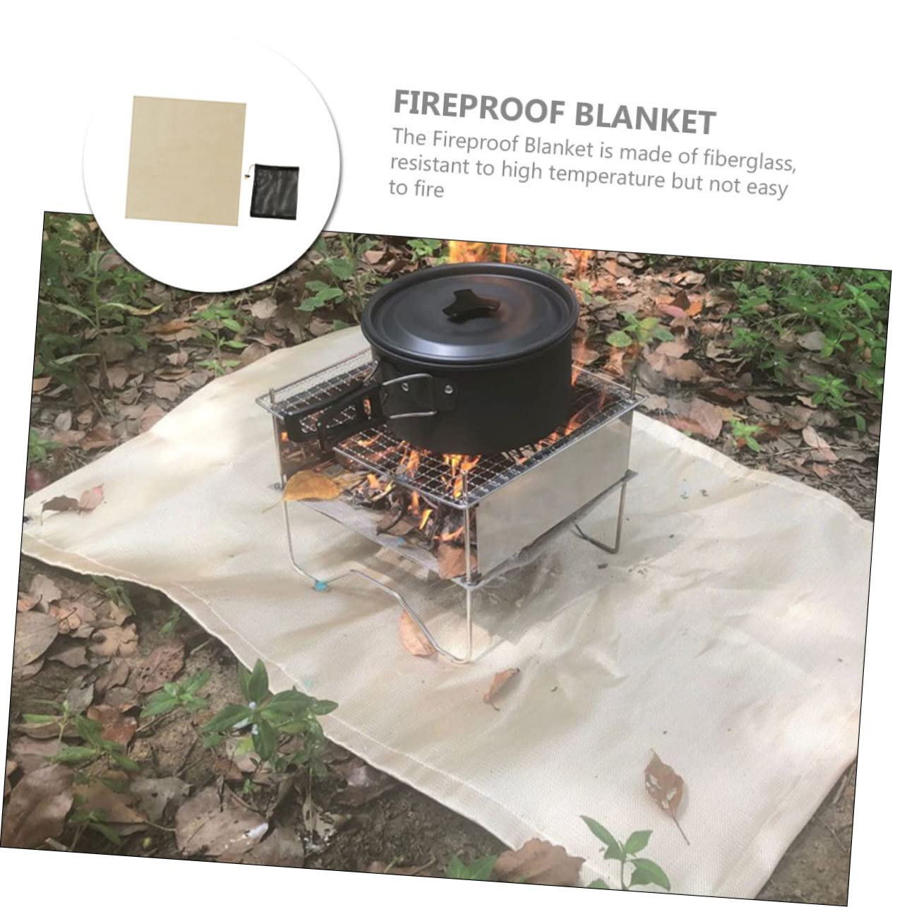 Mipcase Fireproof Insulation Mat 1 Set Fiberglass Fire Resistant Blanket Heatproof Camping Mat for BBQ Grill Outdoor Activities