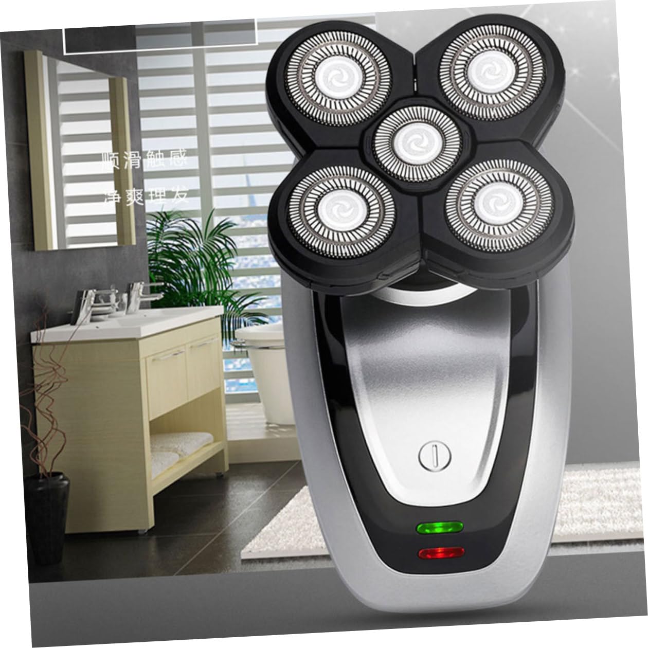 Rasoio Elettrico Testine Fluttuanti 4d per Uomo a 5 Lame Tagliacapelli e Regolabarba Preciso Ricaricabile Usb, Materiale Abs, Lavabile Acqua