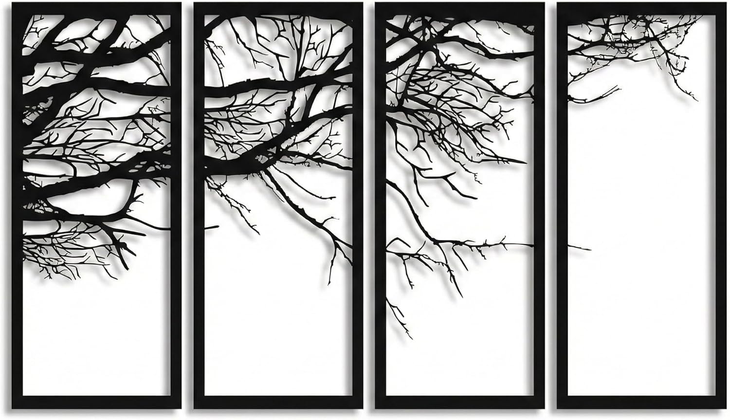 DEKADRON Metal Wall Art - Tree of Life 4 Pieces, Tree Sign, Wall Decor, Interior Decoration, Housewarming Gift, 4 Panels (40" W x 20" H / 100x50 cm)