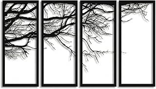 Dekadron Metal Wall Art, Tree of Life, 4 Pieces, Metal Wall Decoration, Wall Decoration, 100 x 50 cm, Black