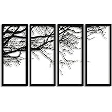 Dekadron Duvar sanat , hayat a ac , 4 adet, metal a a , duvar dekorasyonu, i  dekorasyon, yeni eve ta nma hediyesi, 4 panel duvar hal s  - 150 x 75 cm