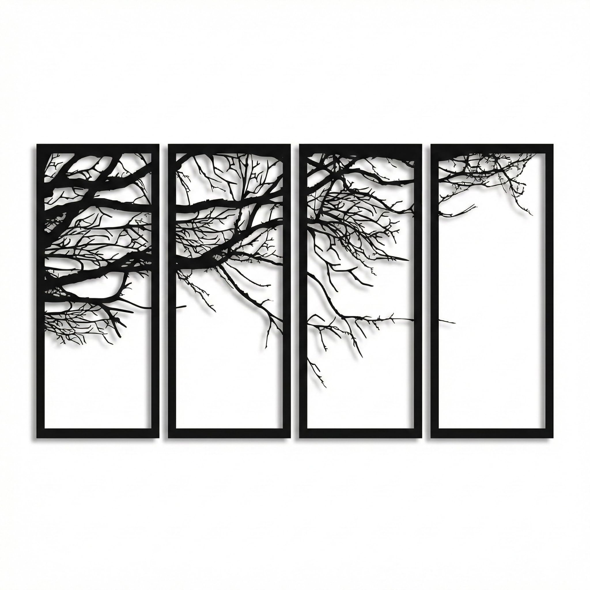 DEKADRON Arte de Pared de Metal, árbol de la Vida, 4 Piezas, Arte de Pared de Metal, Cartel de árbol, decoración de Pared de Metal, decoración de Interiores