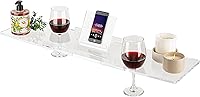 REBECCA LUXURIOUS BATH 34" Supreme Plus Acrylic Bathtub Caddy Tray - 3/8" Thick, Waterproof, iPad & 2 Wine Glass Holders for Couples Spa Baths