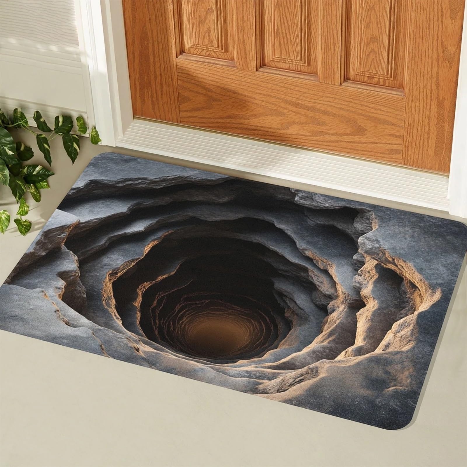 Tapis de sol à illusion d'optique 3D antidérapant absorbant taille médium