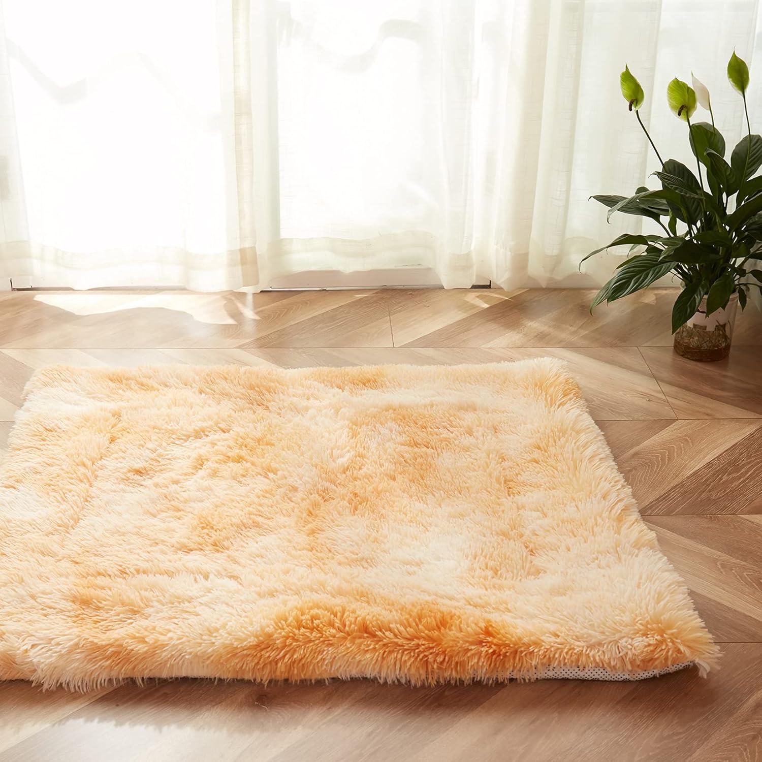 WERDIM Dog Cat Bed Mats Soft Crate Pad Blanket Plush Fluffy Self-Warming Pet Nest Bed for Small Medium Large Dogs and Cats, Tie Dye Camel, 36" x 44" : Pet Supplies