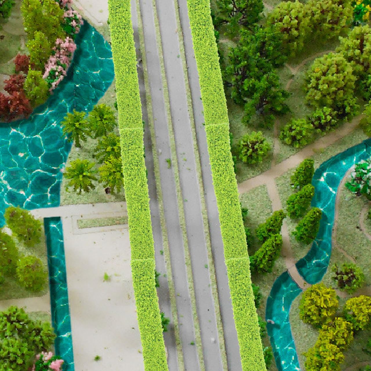 SUPVOX 20pcs Miniature Light Green Shrub Strips - Sponge Vegetation for Model Railroad, Road, Building, Fairy Garden Scenery, DIY Landscape Decoration