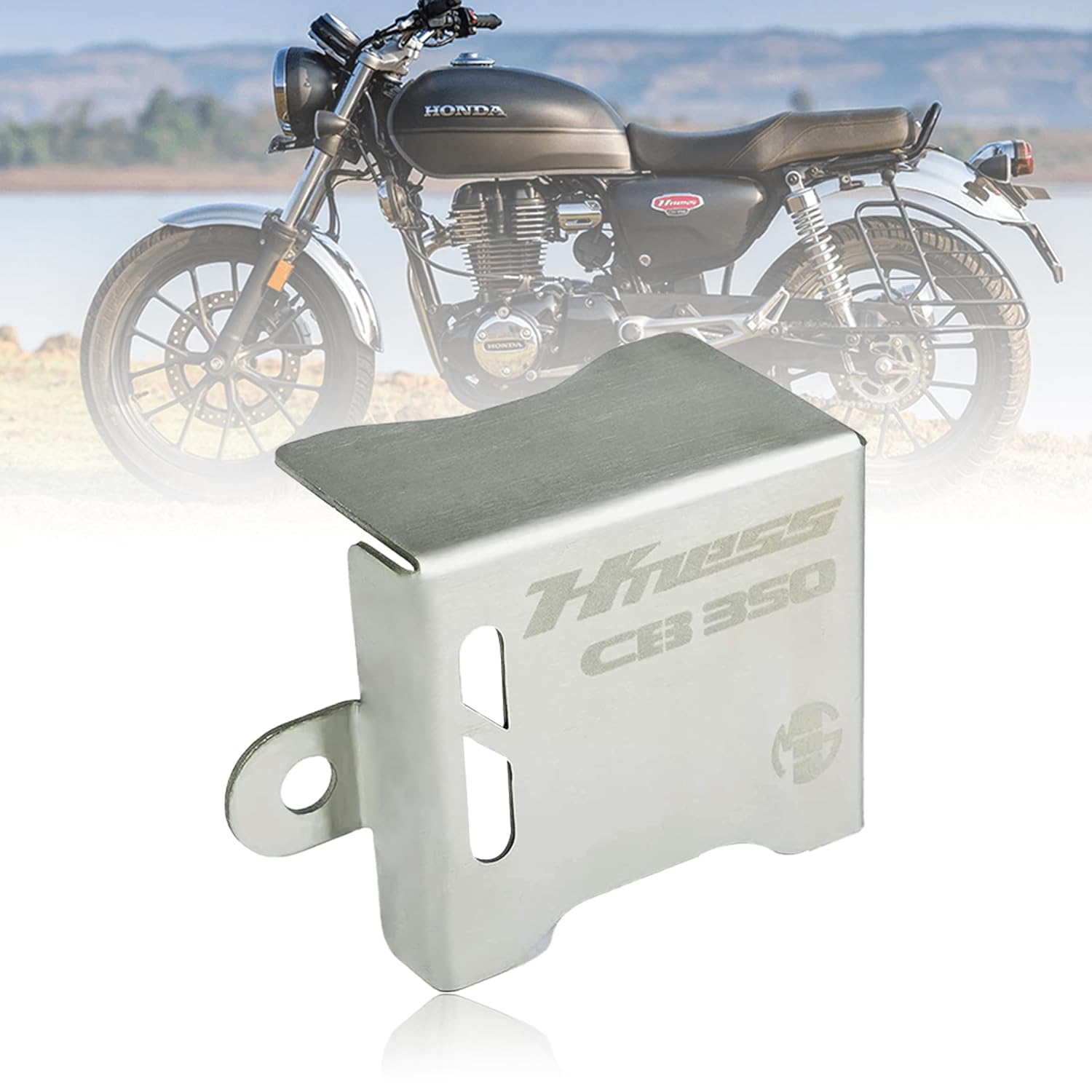 OBEROI’S TRADERS Rear Brake Oil Container Guard | Fluid Reservoir Cap Compatible With Honda Hnees CB 350 (Silver) OBEROI’S TRADERS Rear Brake Oil Container Guard | Fluid Reservoir Cap Compatible With Honda Hnees CB 350 (Silver)