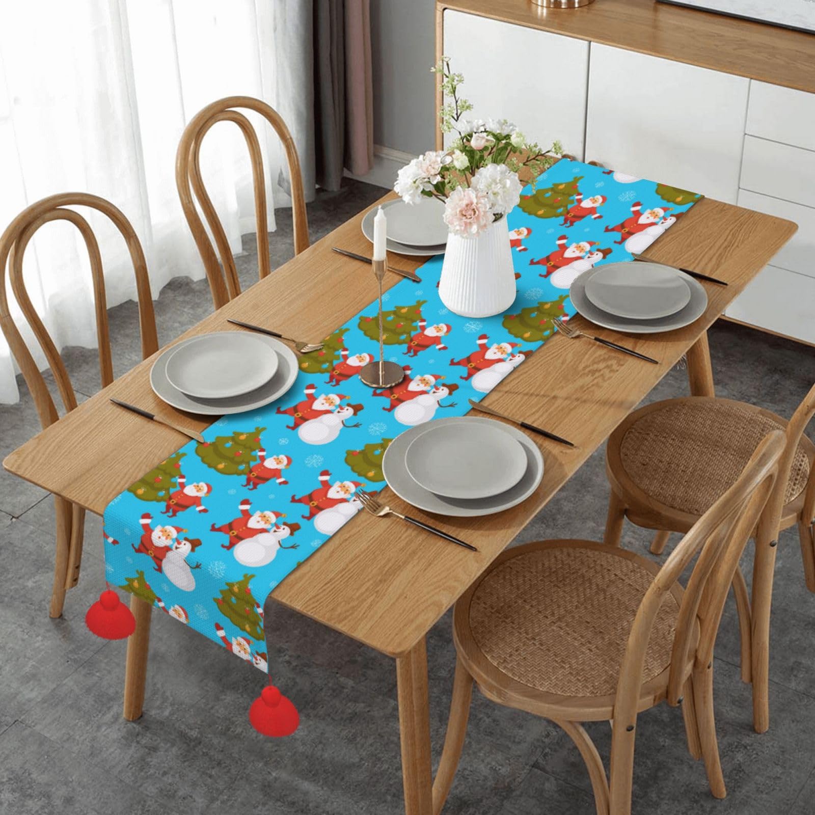 Chemin de table antidérapant lavable pour protéger la table de cuisine pendant les fêtes