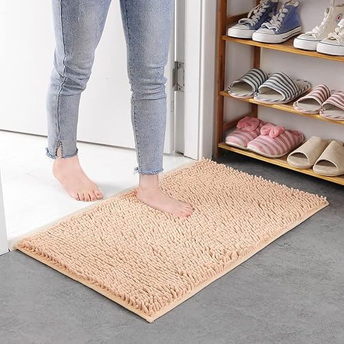 Miniatura 8 de JAIJY Alfombra de baño rectangular Sloid suave y absorbente de felpilla, alfombra de baño de microfibra, antideslizante, lavable a máquina, alfombra