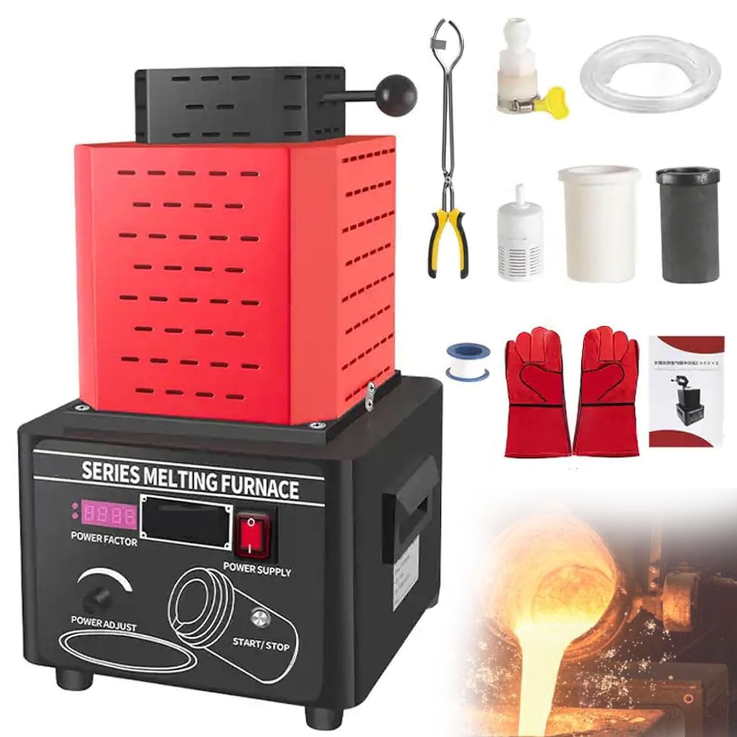 Horno automático eléctrico para la fusión de metales con crisol de grafito