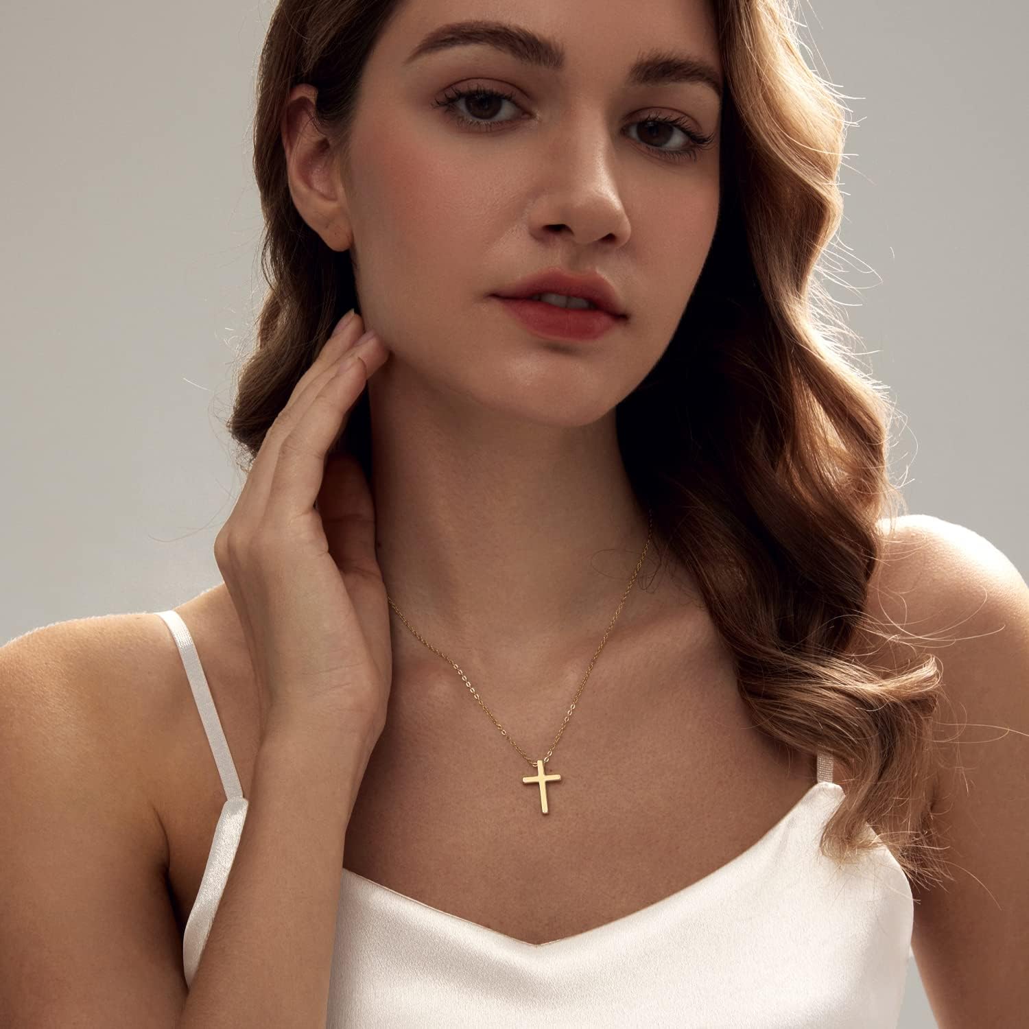 Zeffy Cross Necklace for Women, 18k Gold/Silver Plated Tiny Cross Pendant Necklace Simple Layered Cross Necklaces Gold Jewelry for Women - Image 4