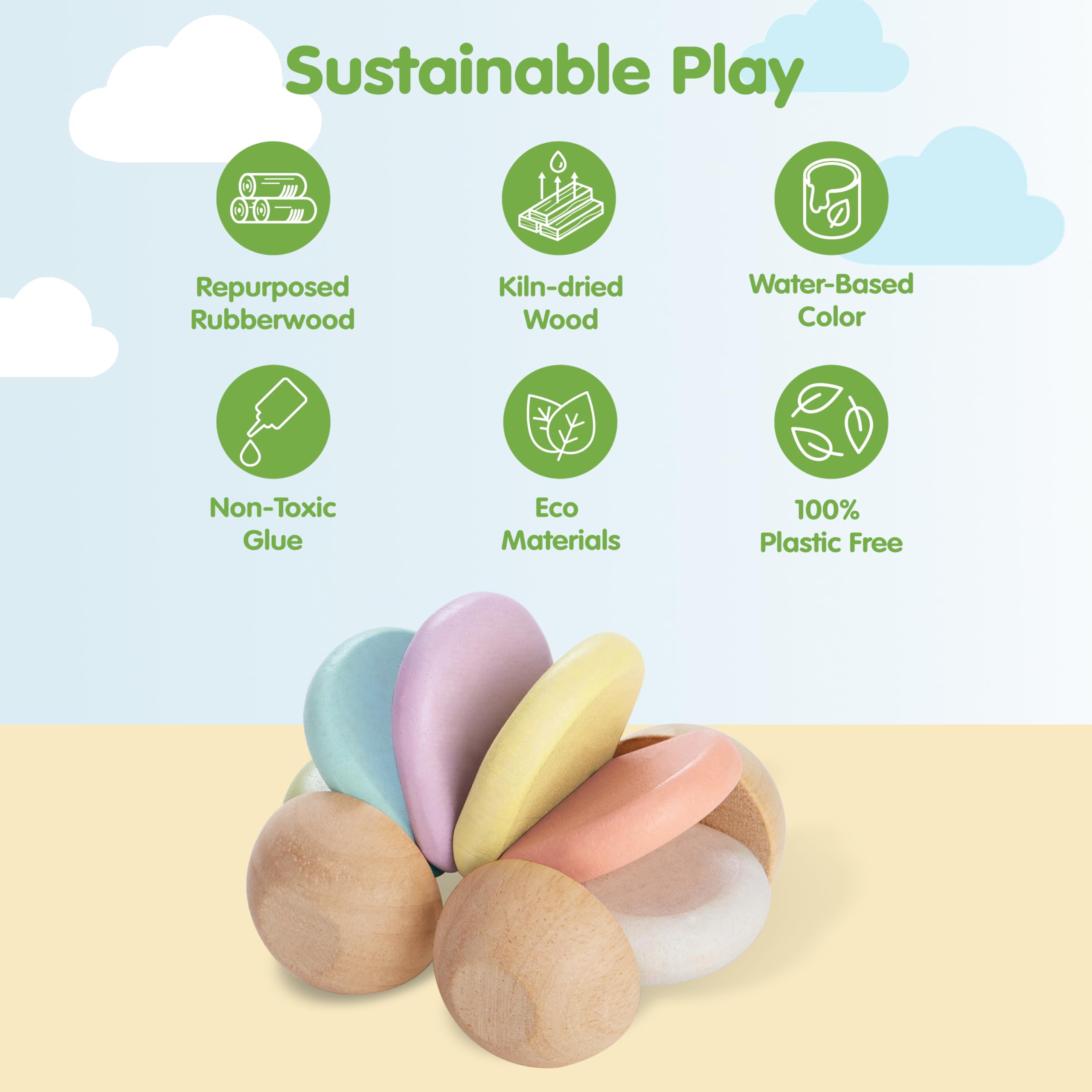 ® Coche de juguete de madera para bebés | Juguete Montessori para bebés | Juguete de madera para bebé con cuerpo flexible | Juguete sensorial y de desarrollo de habilidades motoras durante más 3