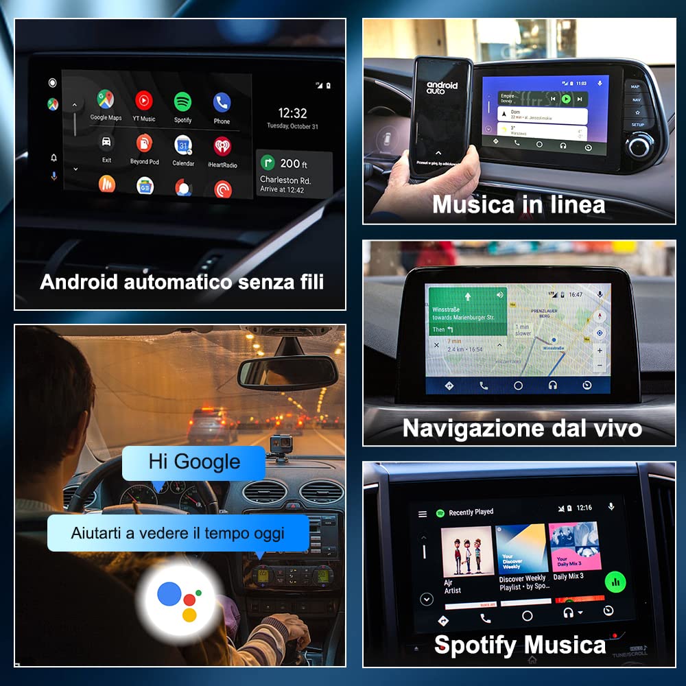 CarlinKit adattatore Android auto wireless，connessione wireless vera, basta plug and play