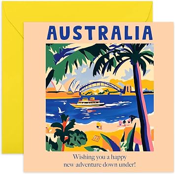 Bon Voyage Leaving Card for Him or Her, New Adventure in Australia, Down Under, Special Expat Gift, Friends Emigrating, Gap Year, Travelling, Moving Away, Good Luck for Friends and Family