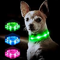 Vista 7 de Collares iluminados para perros pequeños, medianos y grandes, collar de perro LED ajustable, collar recargable suave brillante para perros y gatos