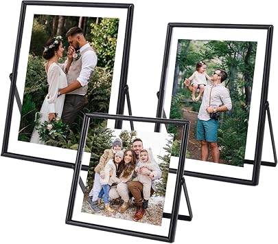 Floating Photo Frame for Photo Size 5x7 4x4 4x4 Metal Glass Floating Frame Vertical Table Black Photo Frame Home Office or