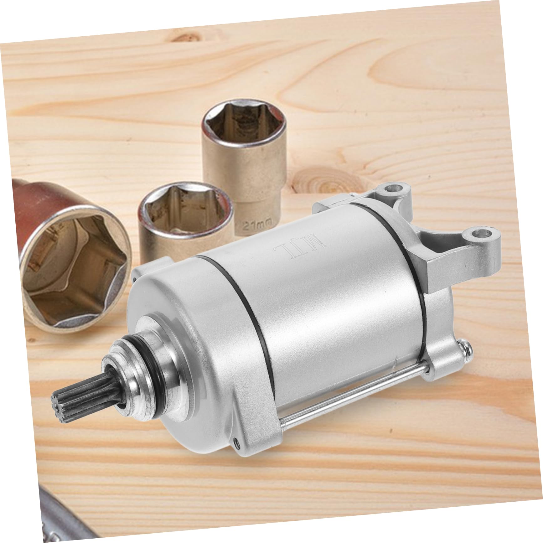 Motor de Arranque de Motocicleta 9 Dientes Metal Plata | Instalación Sencilla, Rendimiento Superior de Arranque, Longitud de Diente 2, 2cm y Distancia entre Orificios 5, 3cm