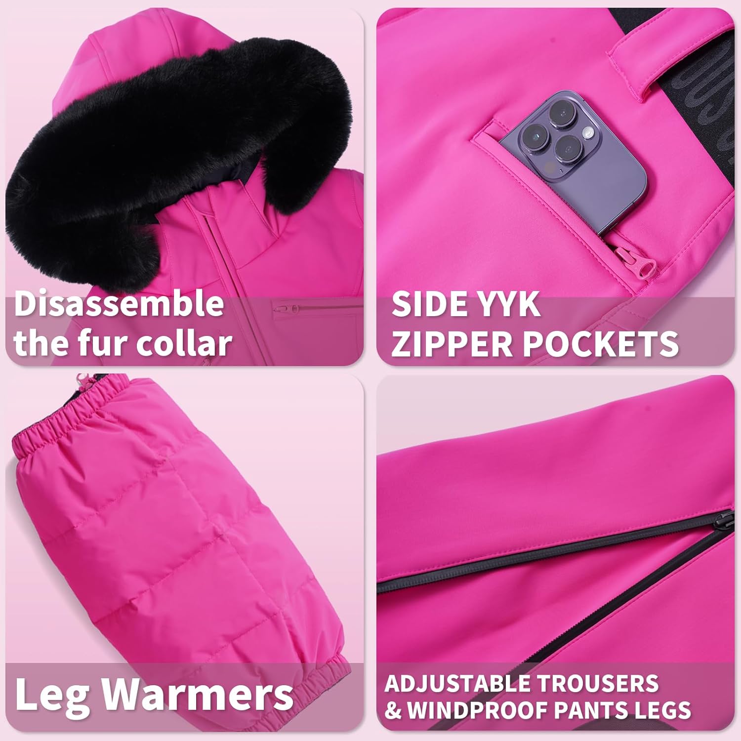 Womens Ski Suit One Piece Snowsuit Slim Insulated Jumpsuit Warm Waterproof Outdoor Sports Outerwear - Image 6