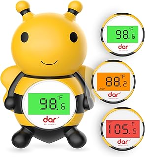 Baby Bath Thermometer, Digital Water Temperature Thermometer with 3 Color Backlit and Temperature Warning, Safety Bath Tube Thermometers Floating Toy for Infant, Toddler(Bee)