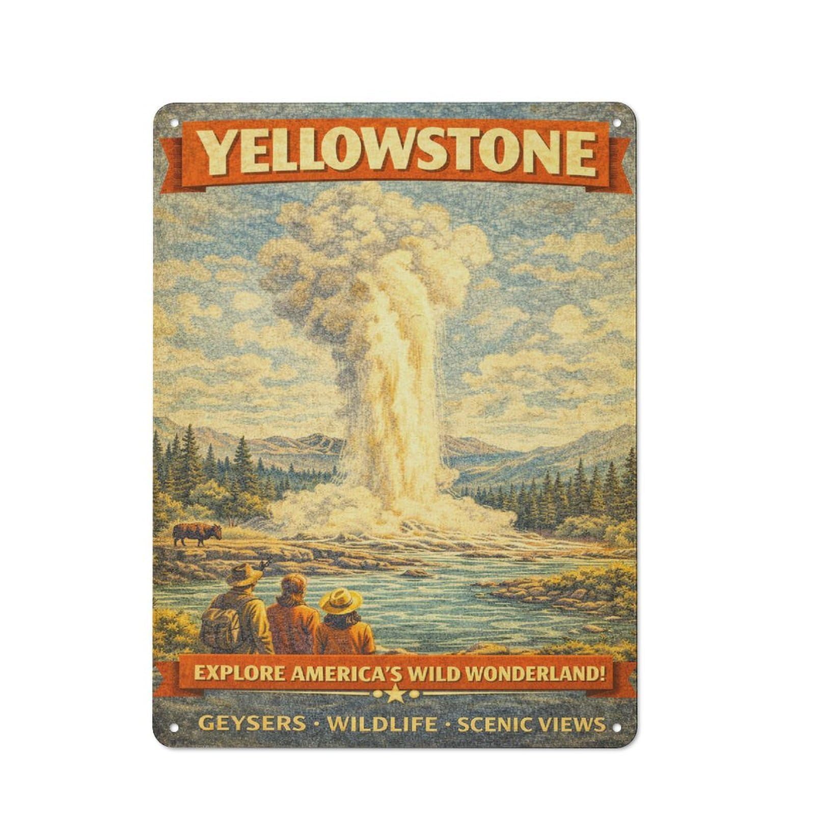 Junmoney Style-19 Urban Yellowstone National Park Vintage (2) Decorative Metal Plaque 40X30cm, Urban Room Decor For Flat, Bar, Studio Or Gallery Wall