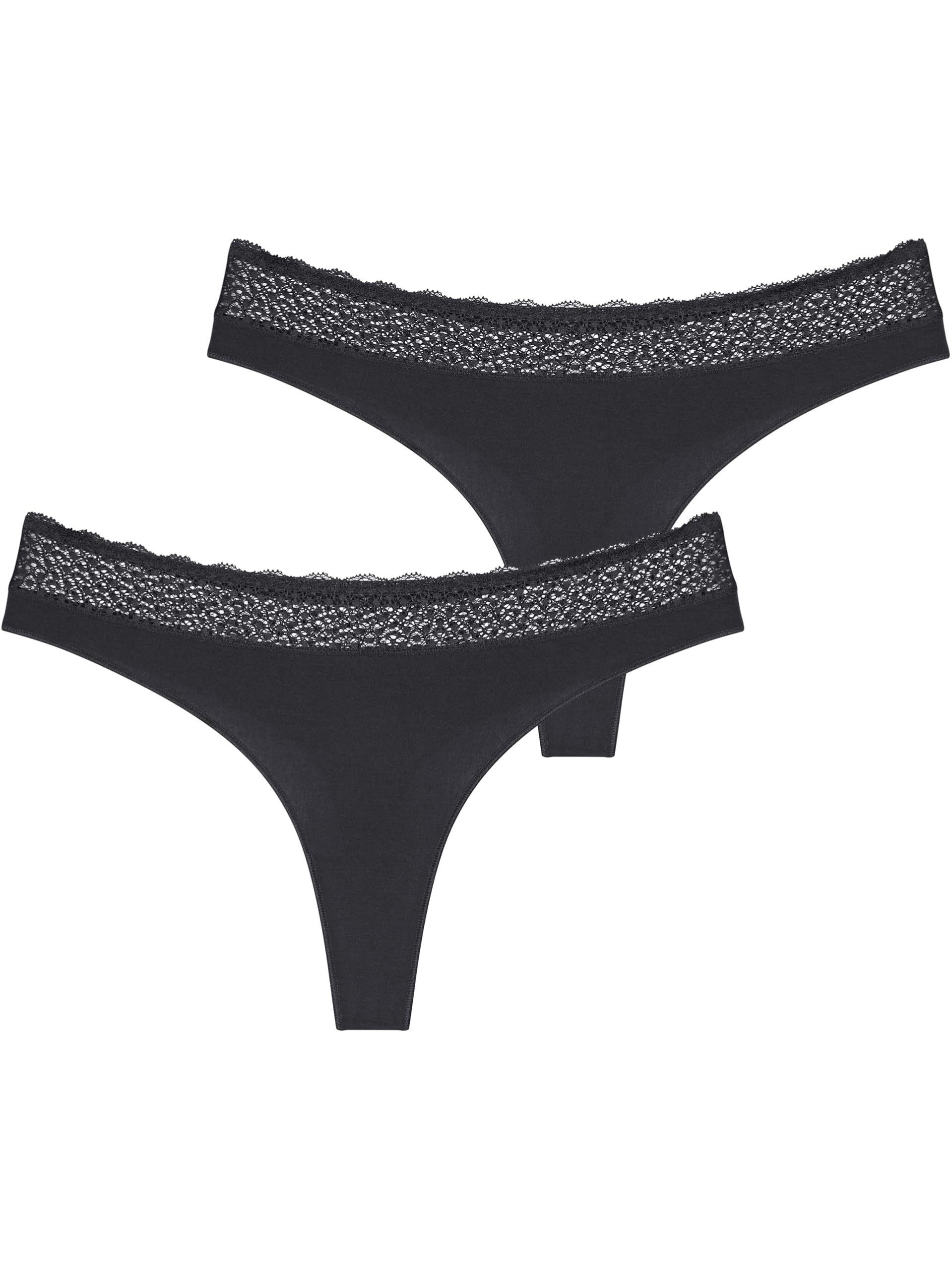 Triumph Women's Feel Of Modal String 2p UNDERPANTS, Black, S