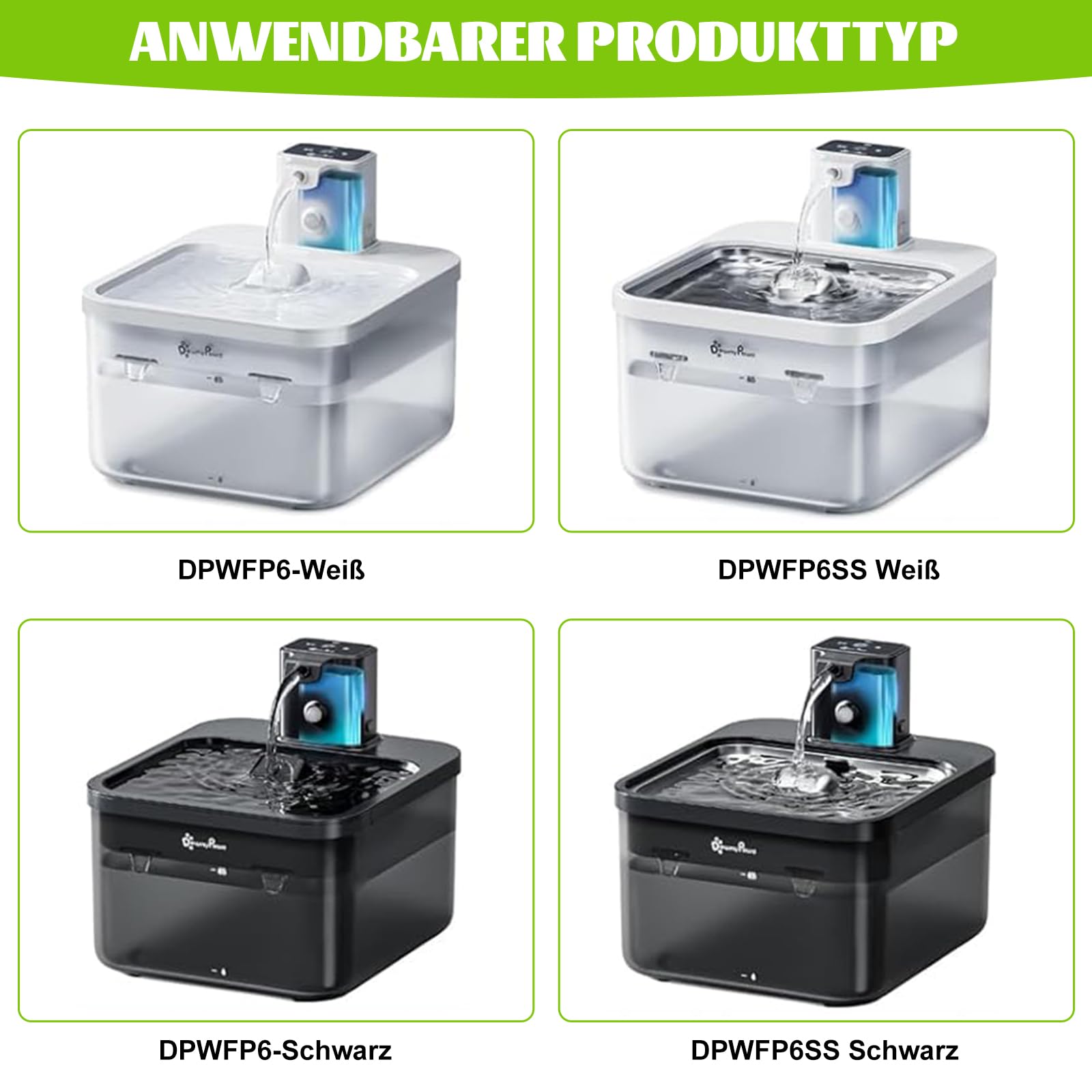 18 Stück Katzenbrunnen Filter, Trinkbrunnen Filter für DownyPaws, Katzenbrunnen Kabellos Bewegungsmelder, Dreifaches Haustierfilter System Filter für 2.5L Trinkbrunnen(18+18)