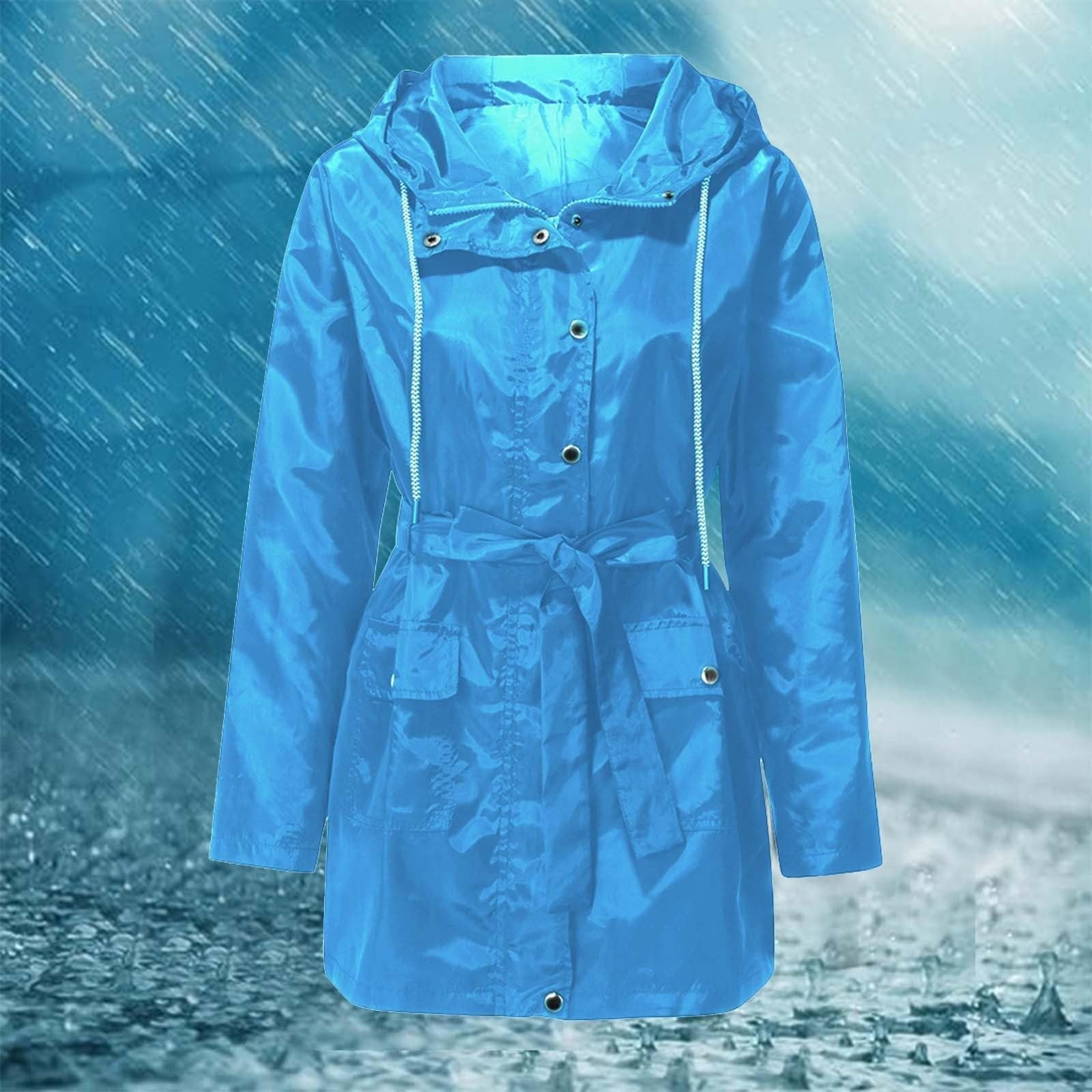 Impermeabili Da Donna Con Cappuccio, Giacca A Cintura, Giacche Antipioggia Lunghe Leggere, Trench Esterno Cappotto Pioggia Abbigliamento Trekking Impermeabile Antivento Running Corsa