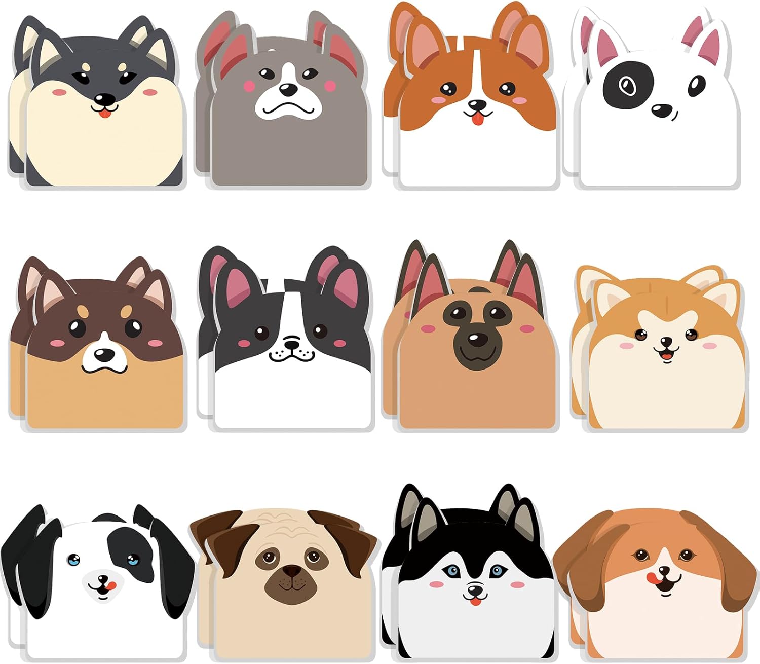 Yinder 24 Pads Cute Dog Sticky Notes Fun Kawaii Animal Sticky Notes Pads Bulk Cartoon Memo Self Adhesive Gift for Valentines Veterinary Office School Tab Party Supplies