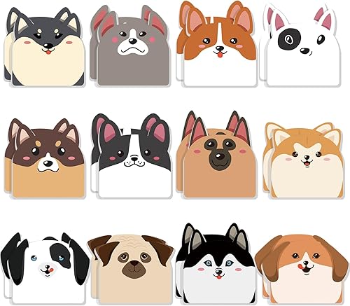 Yinder 24 blocs de notas adhesivas Kawaii divertidas de animales, notas adhesivas de dibujos animados a granel, autoadhesivas para regalo