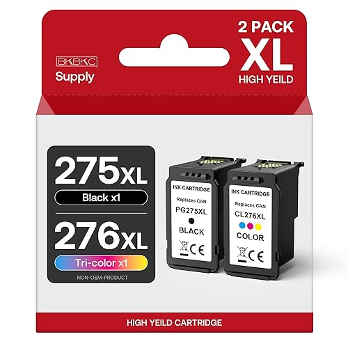 BKBKC PG-275XL CL-276XL Ink Replacement for Canon 275 and 276 Ink Cartridges Compatible for TS3500 TS3520 TS3522 TS3700 TS3720 TS3722 TR4700 4720 TR4722 TR4723 Printers (1 Black, 1 Tricolor)