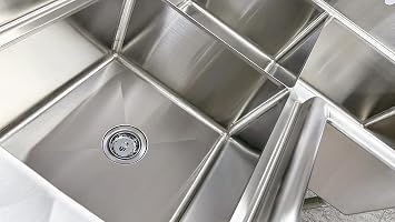 Commercial 3 Compartment Corner Sink, Stainless Steel Kitchen Restaurant ETL