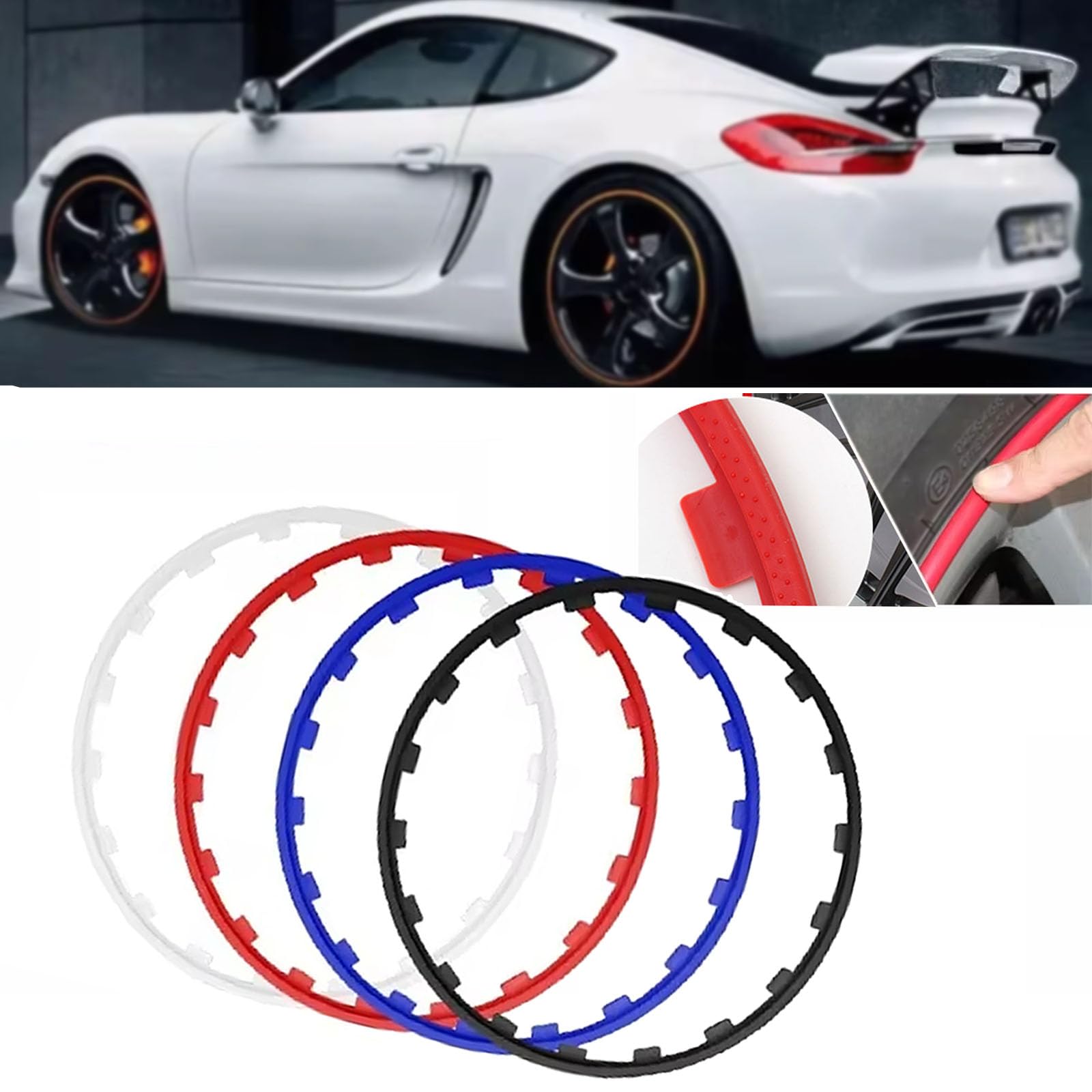 Lot De 4 Protections Universelles pour Jantes De Voiture en Alliage 16-21", Nylon Et Matériau Élastique, Anti-Rayures Et Réutilisables, Décoration De Voiture (4 Couleurs),21inch,Black