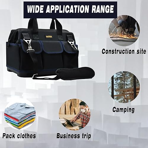 Miniatura 7 de FASTECH Bolsa de herramientas de 20 pulgadas, kit de herramientas de boca ancha impermeable, organizador de bolsa de herramientas resistente con