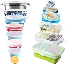 Health joy 14PCS Silicone Stretch Lids - Round and Rectangular Resuable Silicone Food Covers, BPA-Free - Flexible, Reusable, Durable & Expandable - Sustainable Bowl Lids / Microwave, Oven & Dishwasher Safe