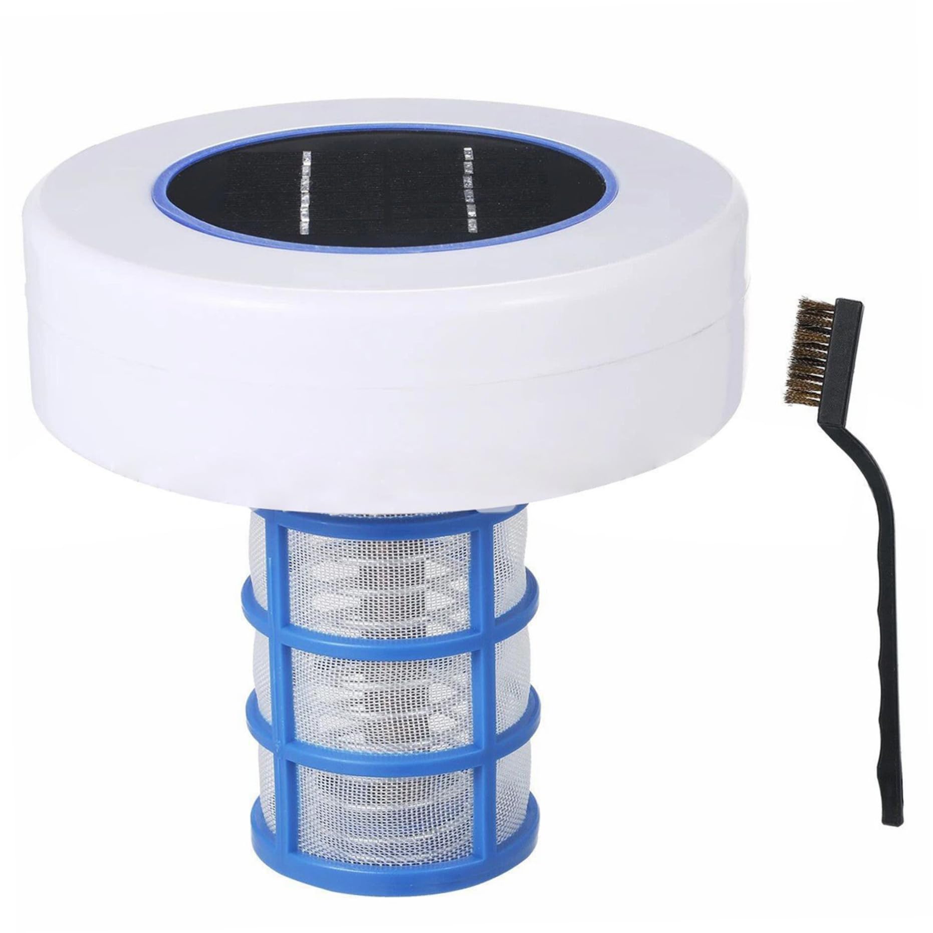 Hperu Solar Pool Ionizer, Copper Pool Ionizer, Large Capacity Floatron Pool Ionizer With A Brush, Solar Panel Cleaner Reduces Chlorine For Swimming Areas