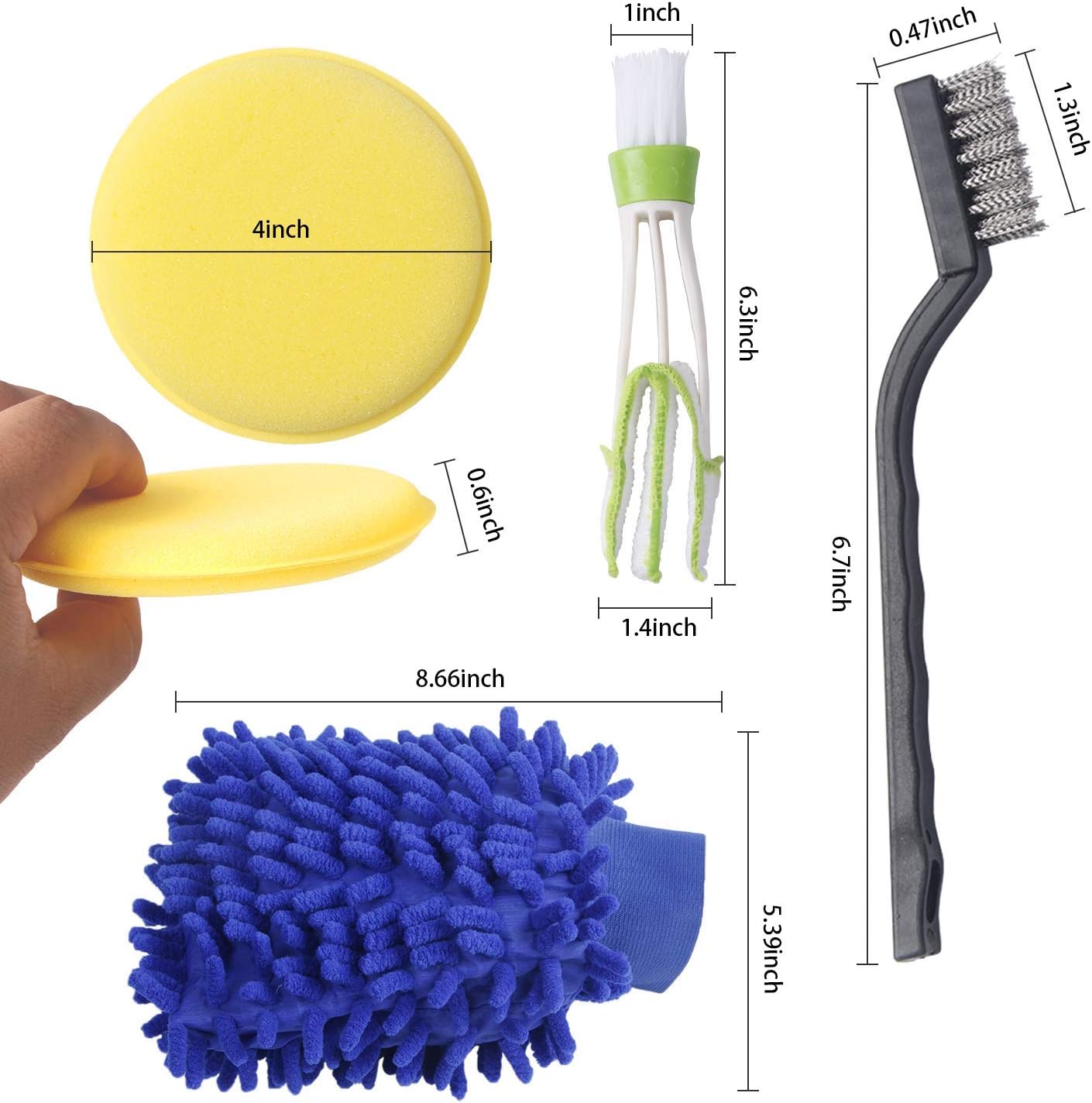 HELLEHEME 17 Pcs Car Wheel Brush Set, Car Detailing Kit,13.5inch Long Soft Wheel Brush, 5 Car Detail Brush for Automotive Cleaning Wheels, Dashboard, Interior, Exterior, Leather, Air Vents, Emblems : Automotive