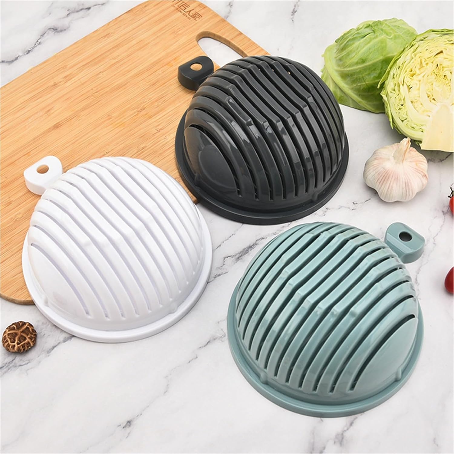 Vegetable Salad Cutter Cutting Bowl Slices Fruit, Kitchen Tools, Accessories Gadgets Kitchen Items(Light Grey)