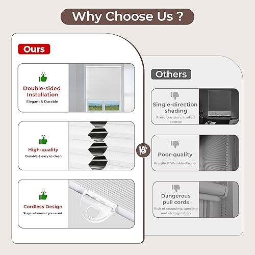 Miniatura 10 de Allesin cortinas de panal de abeja individual plisado celular, sombras para oscurecer habitaciones montaje para ventanas interior y exterior