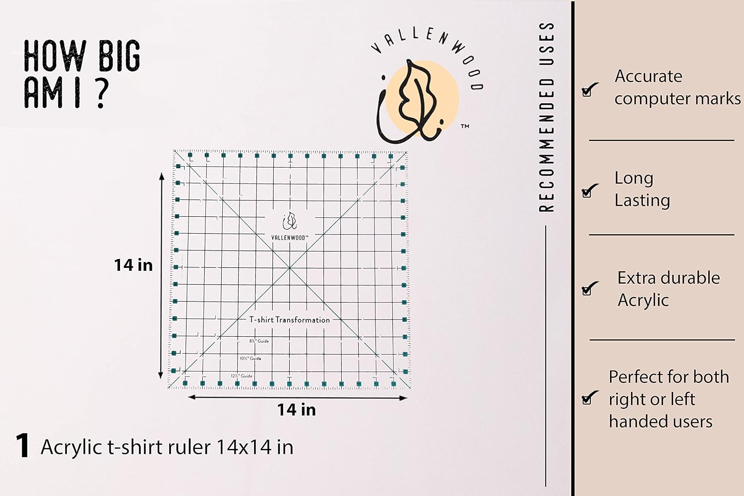 Not Overpriced T-Shirt Alignment Transformation Ruler 14x14inches. Turn Any Old T Shirt Into a Quilt Full of Memories. By Andrea Miani. Tshirt Transfer Centering Tee Shirts Square Quilting Template.