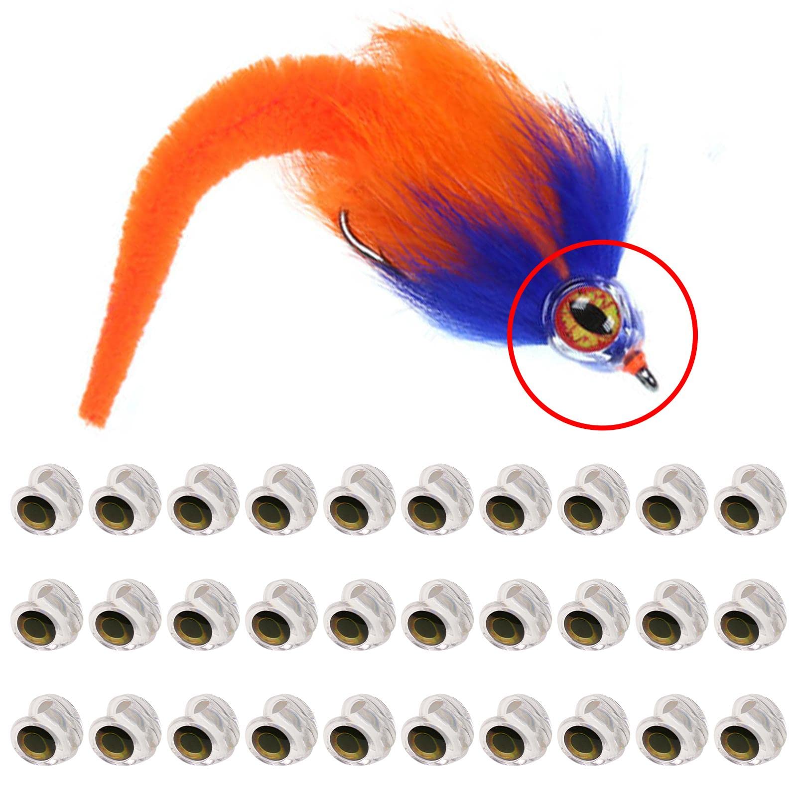 Fly Tying Fish Mask Make Streamer Artificial Choose Durable Bait Saltwater Baitfish Clear Flies Lure Material for Outdoor Sea Fishing 30Pcs (6mm)