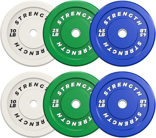 Miniatura 14 de XDDIAS Juego de discos olímpicos coloridos de 2 pulgadas, juego de discos de peso olímpico de goma de color de alto rebote, ideal para gimnasio en