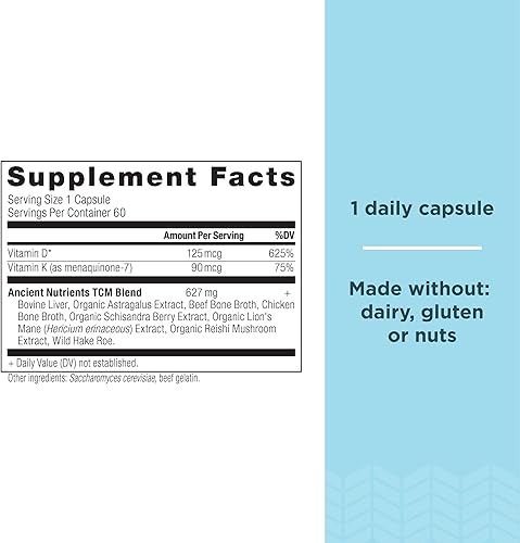 Miniatura 3 de Ancient Nutrition SBO Cápsulas de probióticos, Ultimate, 60 unidades + cápsulas de vitamina D, 90 unidades