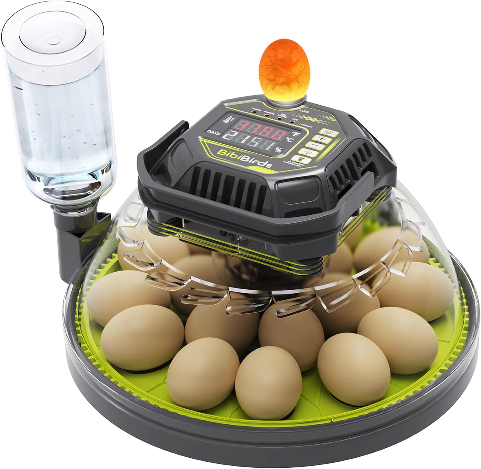 Egg Incubator with Automatic Egg Turning Day Counter and Atomizer for Auto Humidity Control, Full Auto Turner Lock 3 Days Before Hatch, Hatching 18Chicken 12Duck 6Goose 30Quail at Backyard